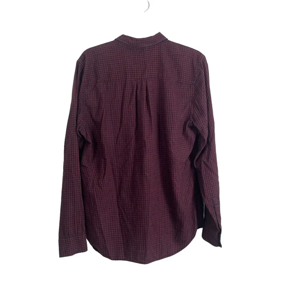 Marine Layer Blue Red Plaid Long Sleeve Button Down Shirt 100% Cotton Mens Large - Picture 7 of 7